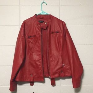 Red Faux Leather Jacket